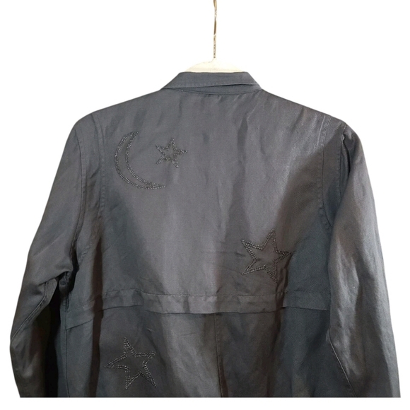 Rails Rowen Embroidered Moon & Stars Military Jacket in Gray Casual Women's XS - Picture 8 of 9